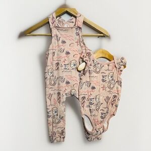 Apple Parks KEFE Set Overall & Bodysuit Baby 18-24 m Organic Cotton Mermaid Pink